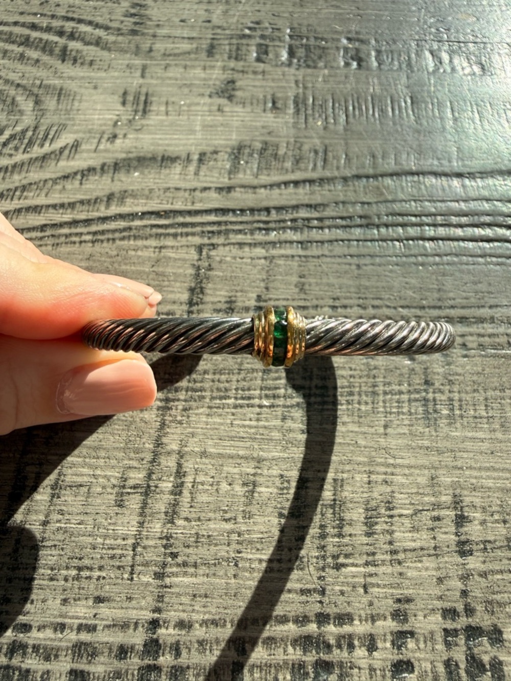 David yurman single station emerald bracelet 14k gold and silver